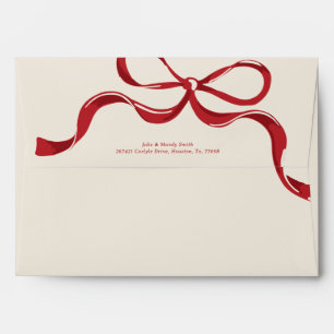 Modern Big Red Bow Cream Valentine's Day Envelope