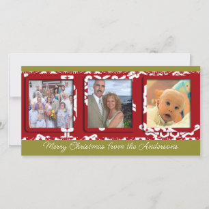 Modern Big Snowflake Frame Holiday Family Photo Card