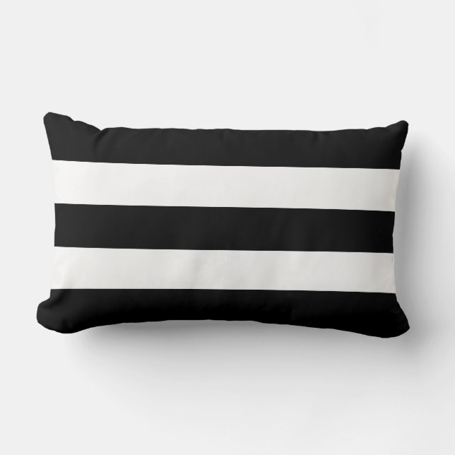 Modern Big White and Black Stripe Lumbar Pillow (Front)