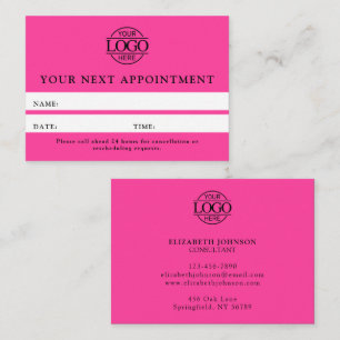 Modern Bight Pink Professional Simple Reminder Appointment Card