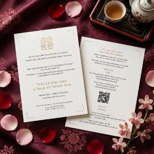 Modern Bilingual Vietnamese English QR Wedding Invitation