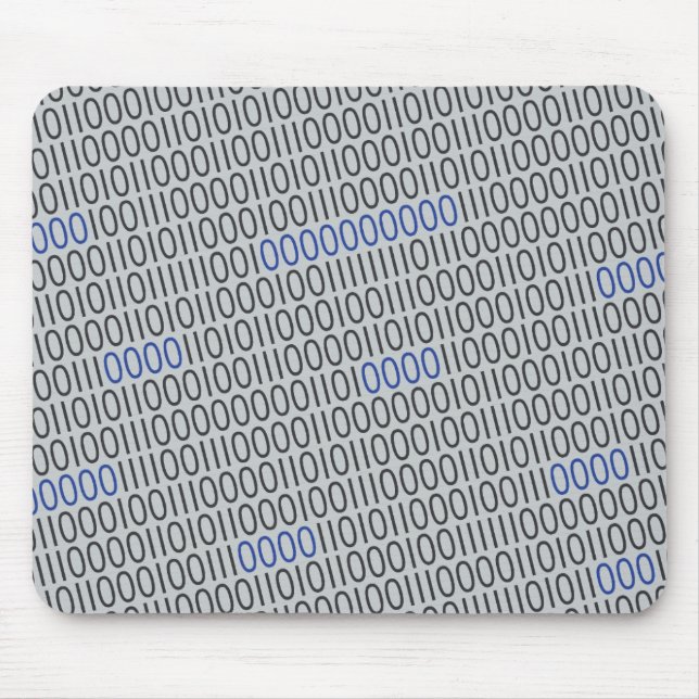 Modern Binary Code Black Blue on any Colour Mouse Pad (Front)