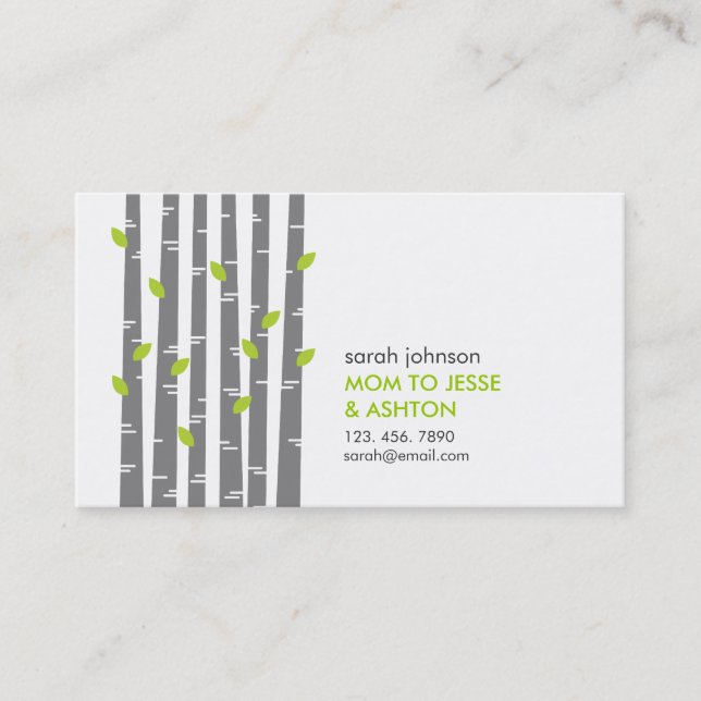 Modern Birch in Grass Mommy Calling Card (Front)