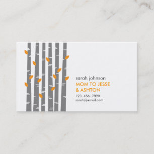Modern Birch in Tangerine Mommy Calling Card