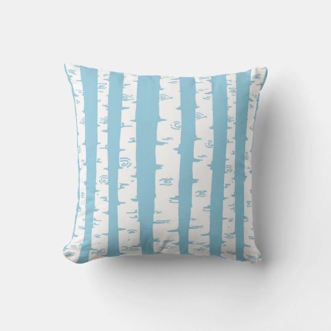 Modern Birch Trees Striped Decorative Throw Pillow (Front)