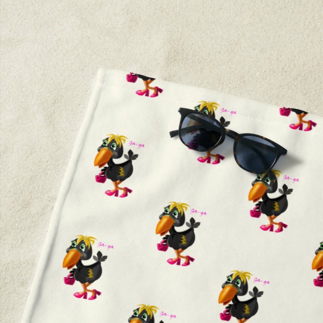 Modern Bird Beach Towel Funny (In Situ)