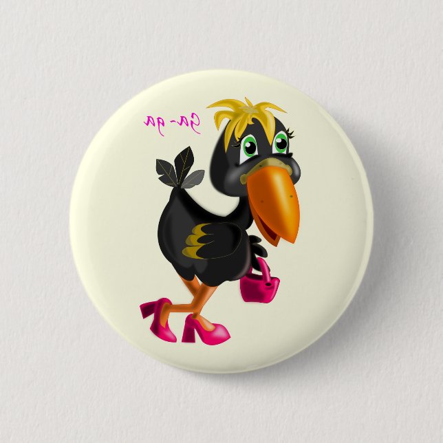 Modern Bird Button Fun - Your Colours - Text (Front)