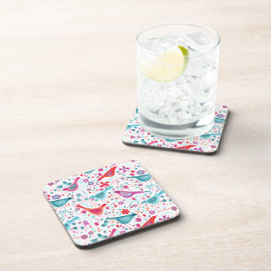 Modern Bird Floral Watercolor Coaster