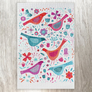 Modern Bird Floral Watercolor Jigsaw Puzzle
