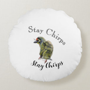 Modern Bird Graphic Stay Chirp Nature Love Round Pillow