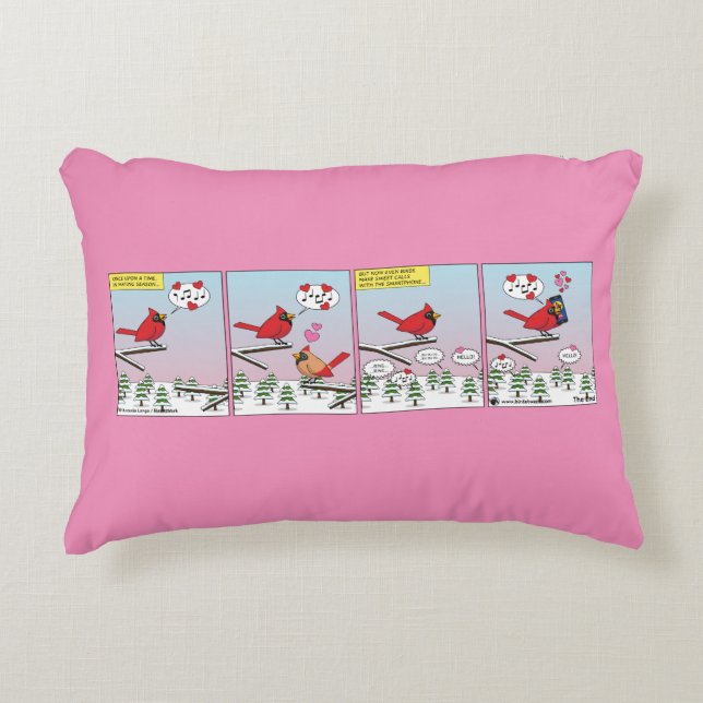 Modern Bird Mating Calls Comic Accent Pillow (Front)