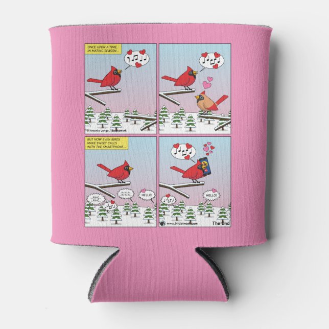 Modern Bird Mating Calls Comic Can Cooler (Front)