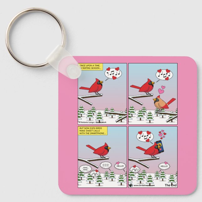 Modern Bird Mating Calls Comic Keychain (Front)