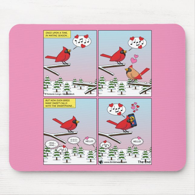 Modern Bird Mating Calls Comic Mouse Pad (Front)