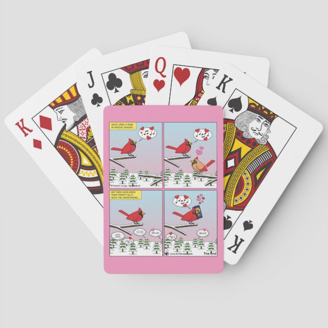 Modern Bird Mating Calls Comic Playing Cards (Back)