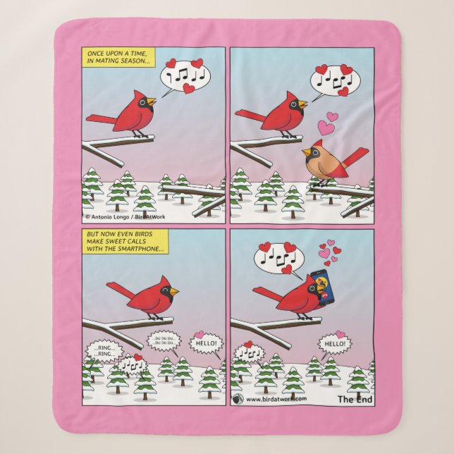 Modern Bird Mating Calls Comic Sherpa Blanket (Front)