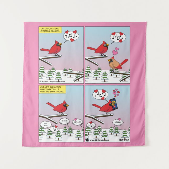 Modern Bird Mating Calls Comic Tapestry (Front)