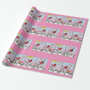 Modern Bird Mating Calls Comic Wrapping Paper