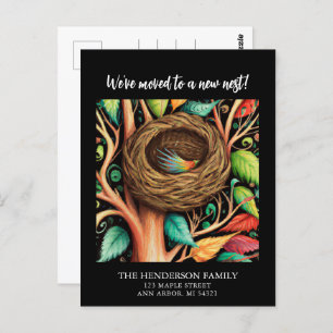 Modern Bird Nest New Home Moving Announcement Postcard
