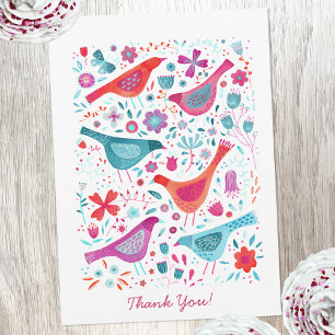 Modern Bird Watercolor Personalized Thank You Card