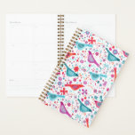 Modern Bird Watercolor Planner<br><div class="desc">A bright and modern floral bird watercolor pattern in red,  teal and purple on a white background.  Original art by Nic Squirrell.</div>