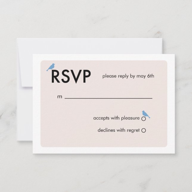 Modern Birdcage Wedding RSVP Card - Blue (Front)
