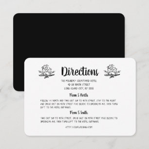 Modern Birds Lovebirds Black Directions Wedding Enclosure Card