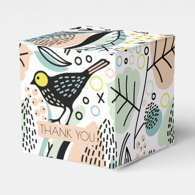 Modern Birds Personalized Favor Box (Front Side)