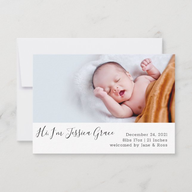 Modern Birth Announcement Card (Front)