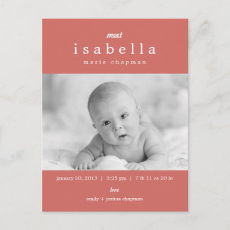 MODERN Birth Announcement Postcard