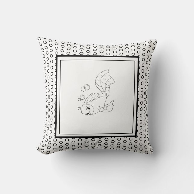Modern Birth Baby Boy for Kids Fish Throw Pillow (Front)