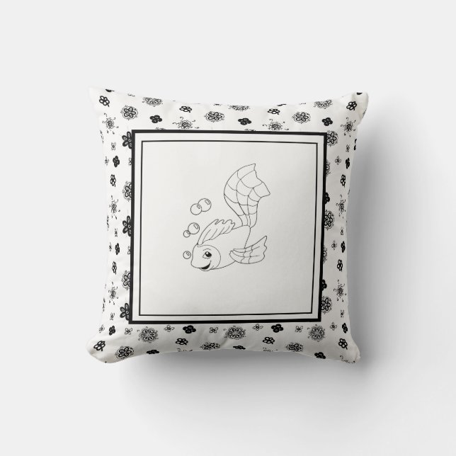 Modern Birth Baby Boy for Kids Fish Throw Pillow (Front)