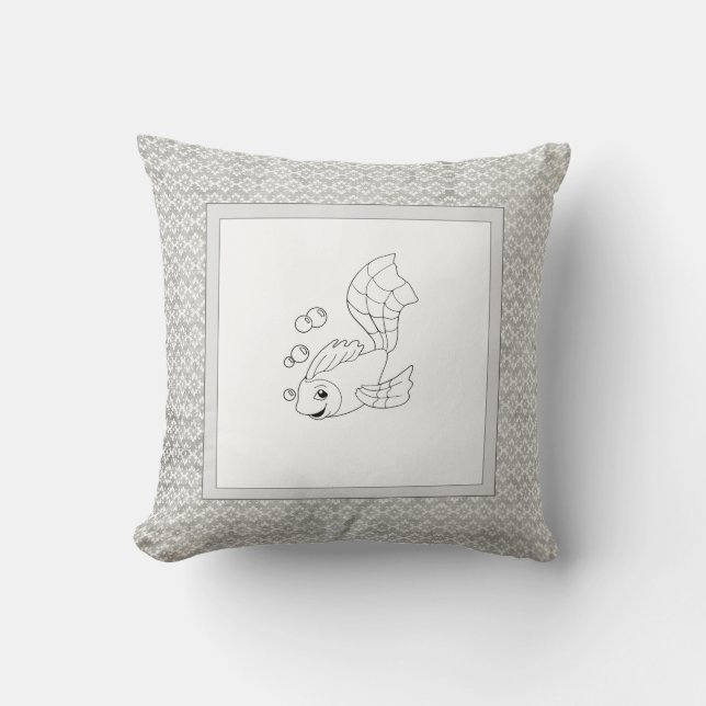 Modern Birth Baby Boy for Kids Fish Throw Pillow (Front)