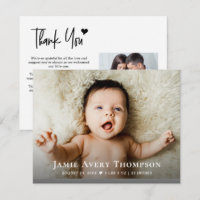 Modern Birth Baby Photos Thank you Heart note
