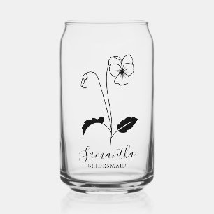 Modern Birth Flowers February Bridesmaid Gifts Can Glass