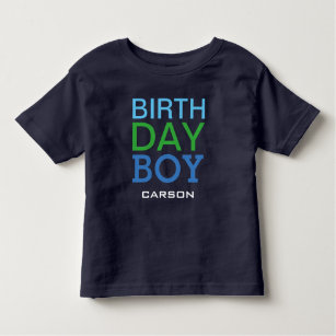 Modern Birthday Boy Navy Blue Name Age Number Toddler T-shirt