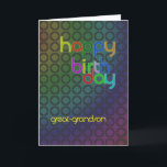 Modern Birthday card for great grandson<br><div class="desc">A birthday card with a very modern feel. Repeating circles form an interesting abstract background. The writing is in a font that matches and complements the circles.</div>
