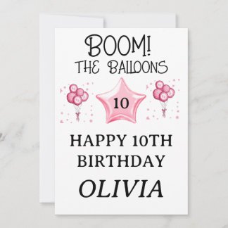 Modern Birthday Celebration Balloons for Girls Invitation