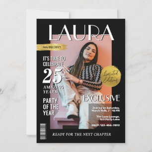 Modern Birthday Custom Magazine Cover, Portrait  Invitation