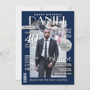 Modern Birthday Custom Magazine Cover, Portrait  Invitation