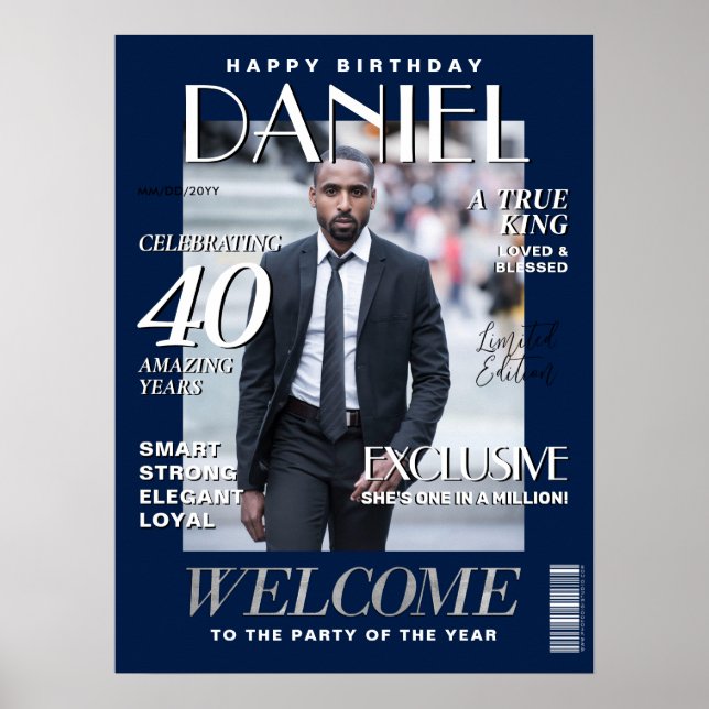 Modern Birthday Custom Magazine Cover Poster (Front)