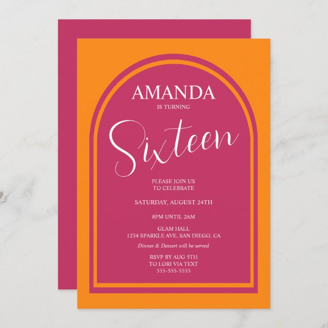 Modern Birthday for Any Age Invitation (Front/Back)