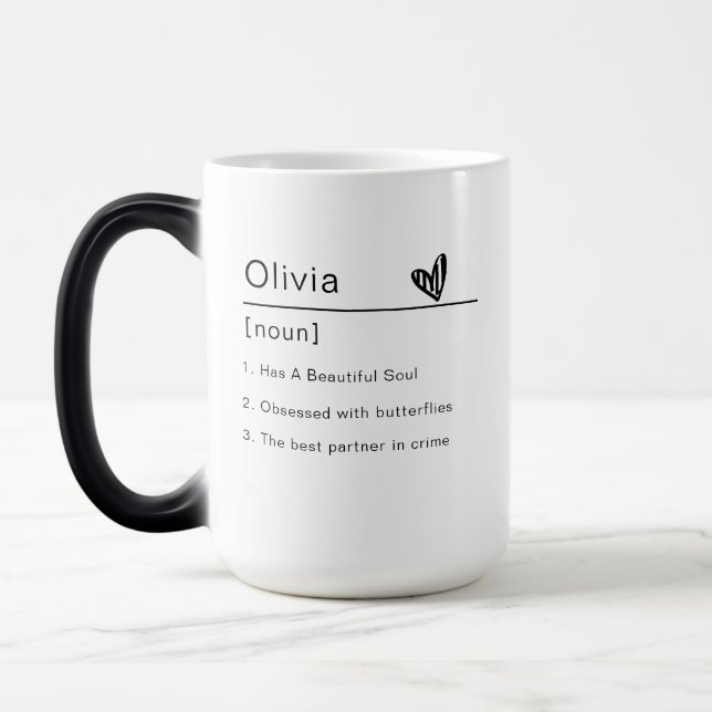 Modern Birthday Gift Custom Name with Definition   Magic Mug (Left)