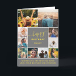 Modern birthday grey yellow 10 photo collage grid card<br><div class="desc">Modern simple birthday grey and yellow 10 photo collage grid with yellow editable colours and modern typography.</div>