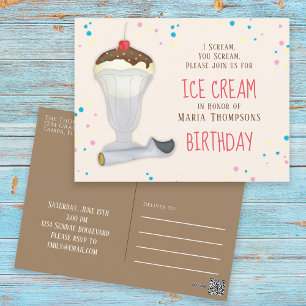 Modern Birthday Ice Cream Whimsical Sprinkles Postcard