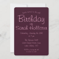 Modern Birthday Invitation ANY AGE | Pink & Maroon