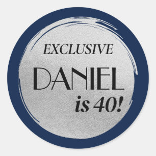 Modern Birthday Magazine Cover Blue Silver Classic Round Sticker