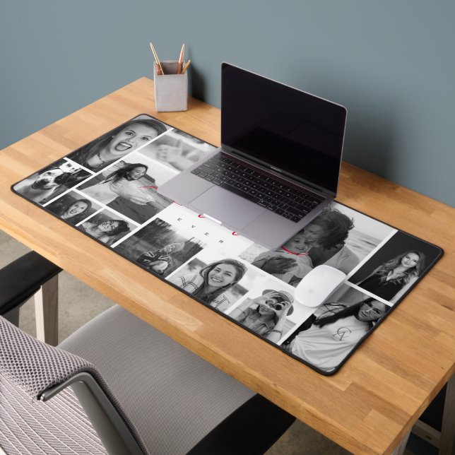 Modern BIrthday Mom Dad Family Photo Collage Desk Mat (Office 2)