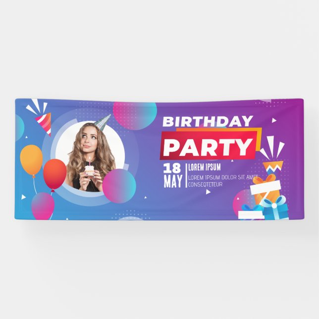 Modern Birthday Party Horizontal Banner  (Horizontal)