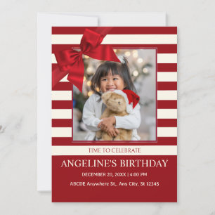 Modern Birthday ribbon photo  Invitation